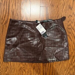 H&M Brown/Burgandy Crocodile Skirt NWT